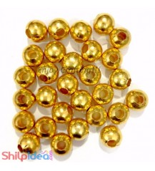Metal Beads 6mm - Golden - Pack of 15